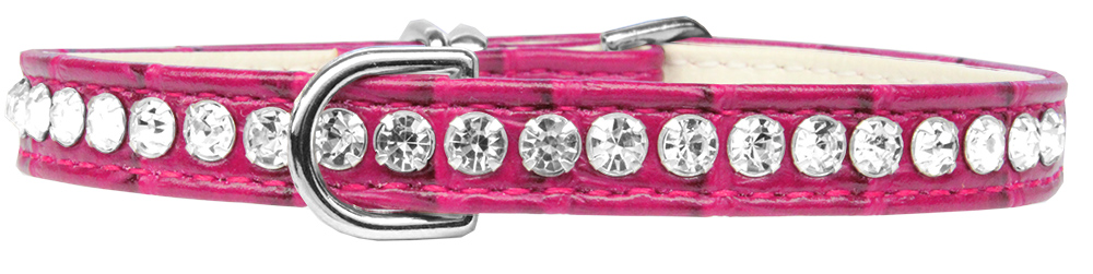 Beverly Style Rhinestone Designer Croc Dog Collar Bright Pink Size 12